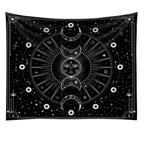 Other - Sun & Lunar Cycle Tapestry Black & White